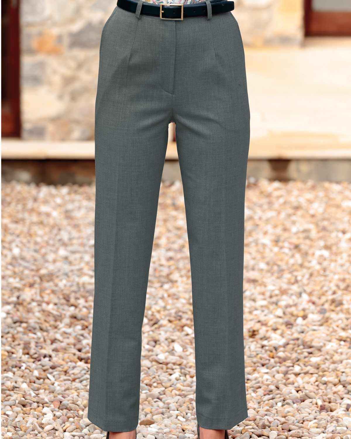 Ladies’ Sandown Wool Blend Straight Leg Trousers – Slate