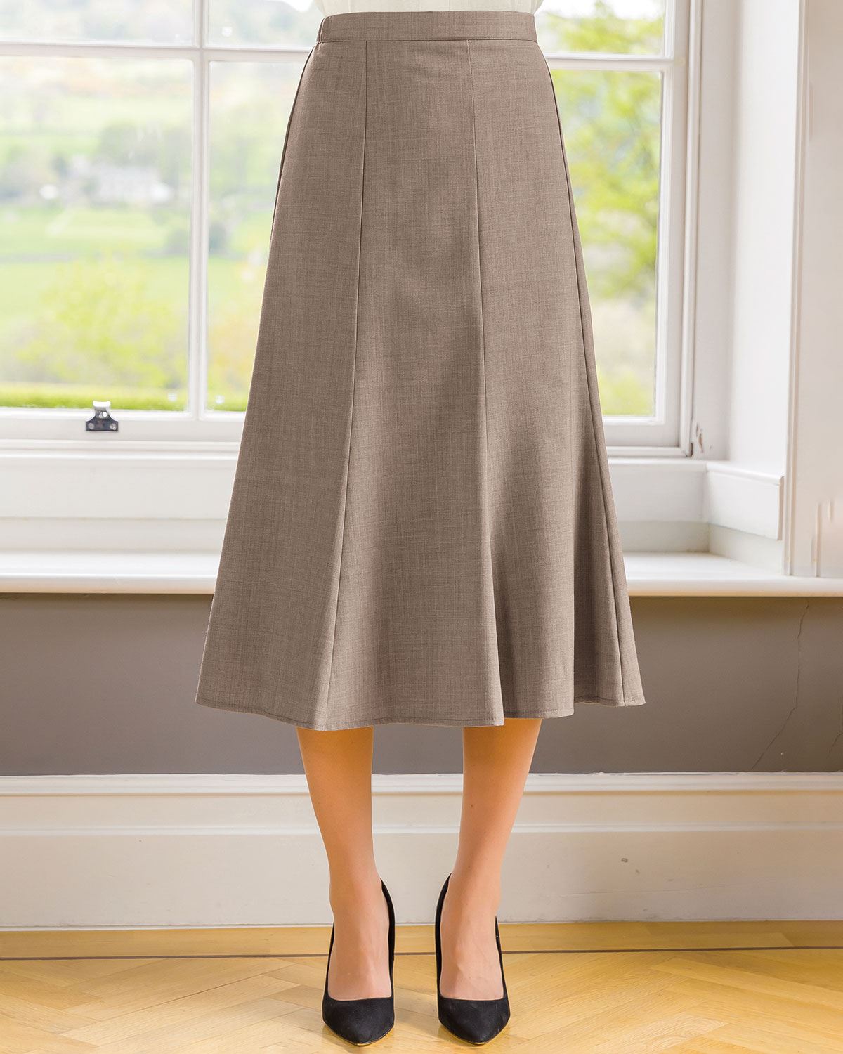 Ladies’ Sandown Wool Mix A-Line Skirt – Tawny