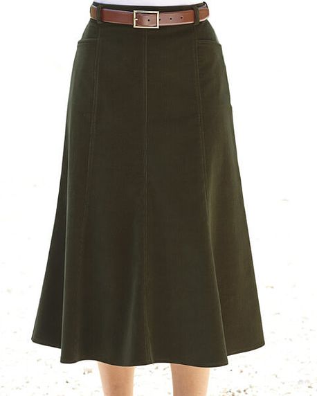 Needlecord Skirt - Olive
