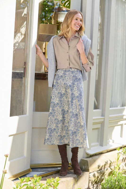 Beatrice Lined Floral Pure Cotton A Line Skirt