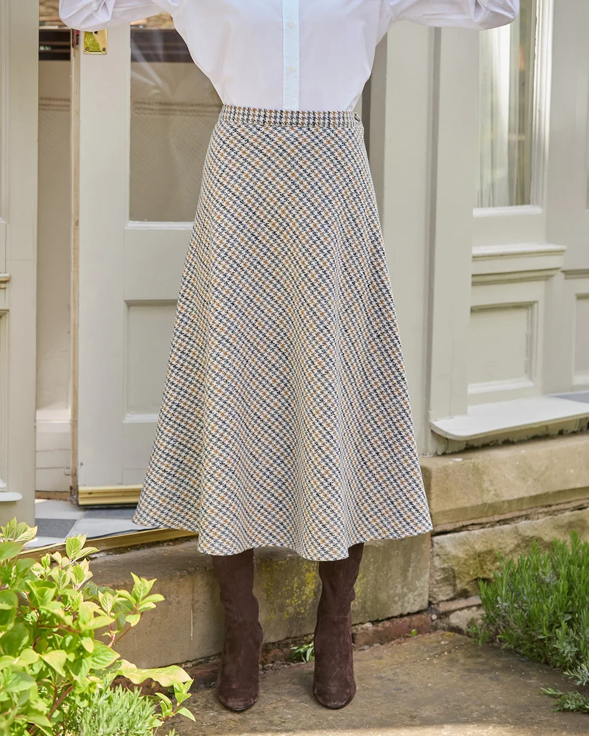 Camille Lined Checked Easycare  A Line Skirt