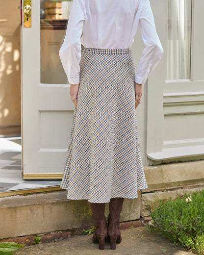 Camille Lined Checked Easycare  A Line Skirt