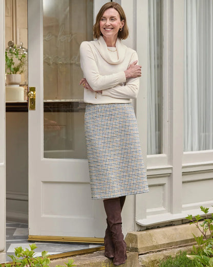 Camille Lined Checked Easycare  Straight  Skirt