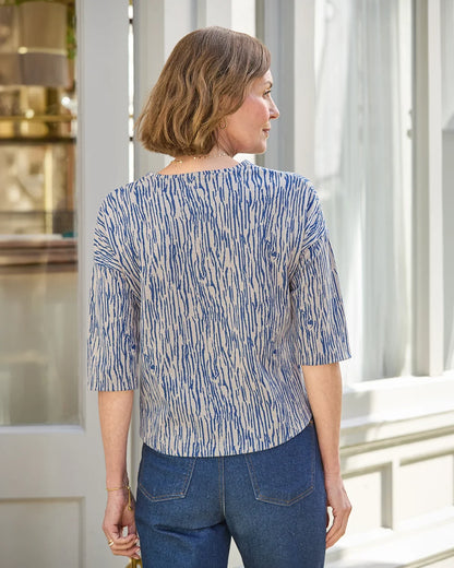 Patterned Crew Neck Dolman Sleeve Top - Cecelia