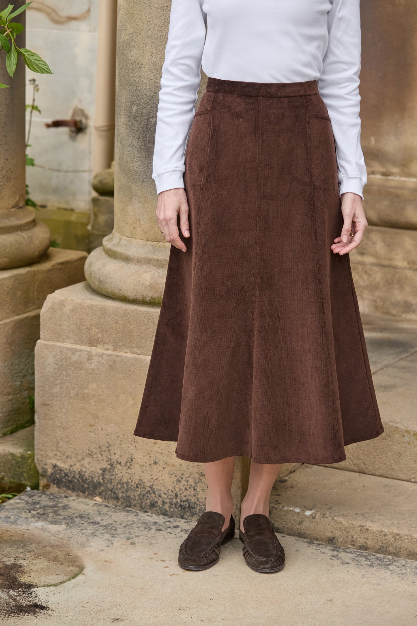Needlecord Skirt - Chocolate