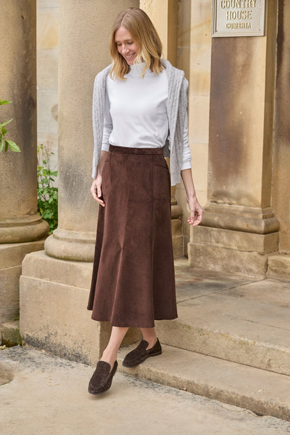 Needlecord Skirt - Chocolate