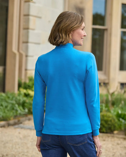 Cotton Turtle Neck Tops - Delphinium