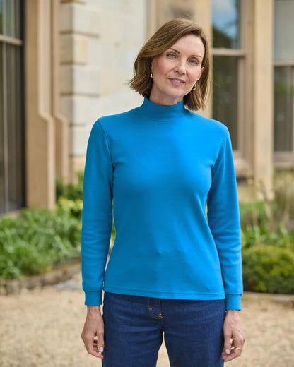 Cotton Turtle Neck Tops - Delphinium