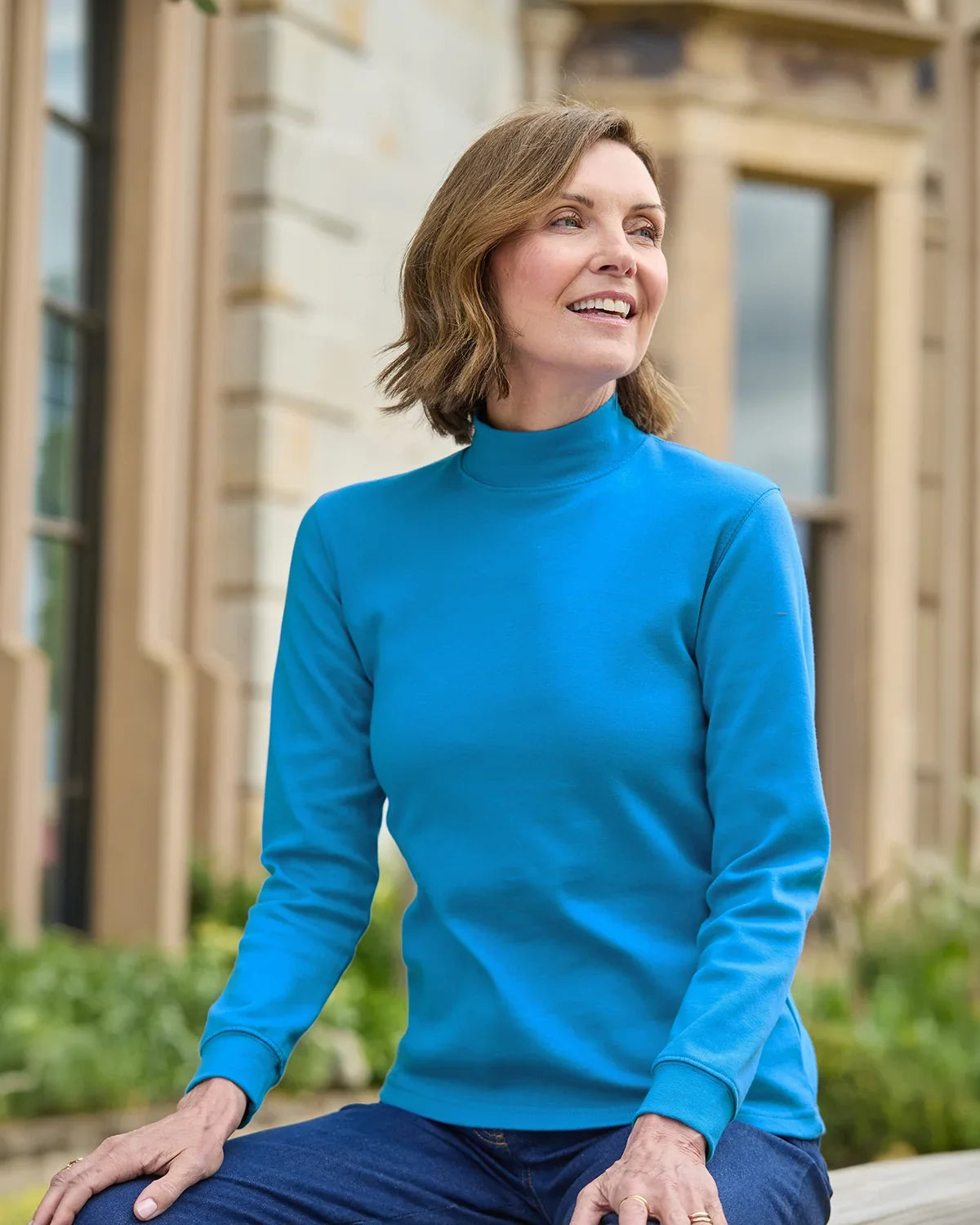 Cotton Turtle Neck Tops - Delphinium