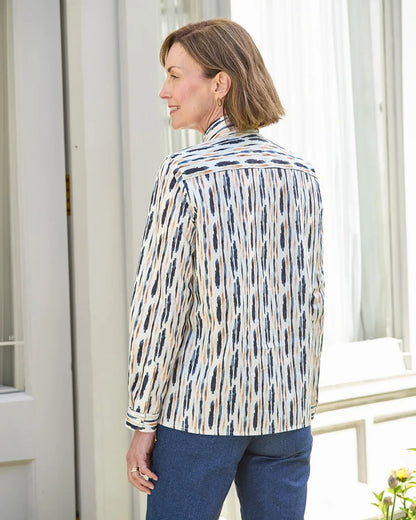Denise Patterned Pure Cotton Long Sleeve Blouse