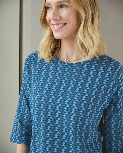 Patterned Crew Neck Dolman Sleeve Top - Glenda