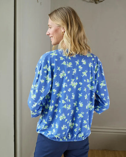 Greta Floral Tie Neck 3/4 Sleeved Top