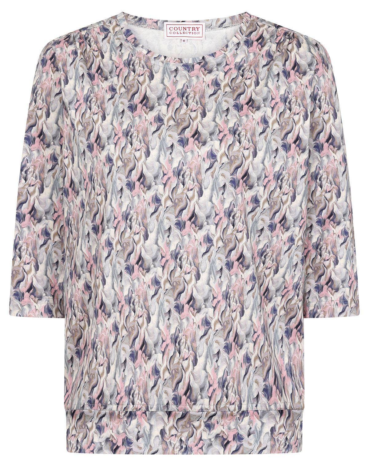 Printed Pure Cotton 3/4 Sleeve Blouson Top - Marissa