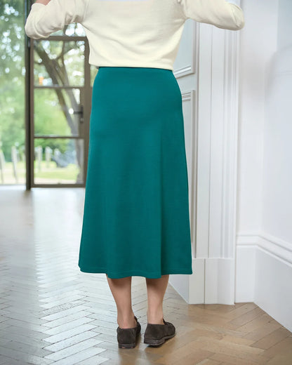 Isla Wool Blend Pull On Skirt - Emerald