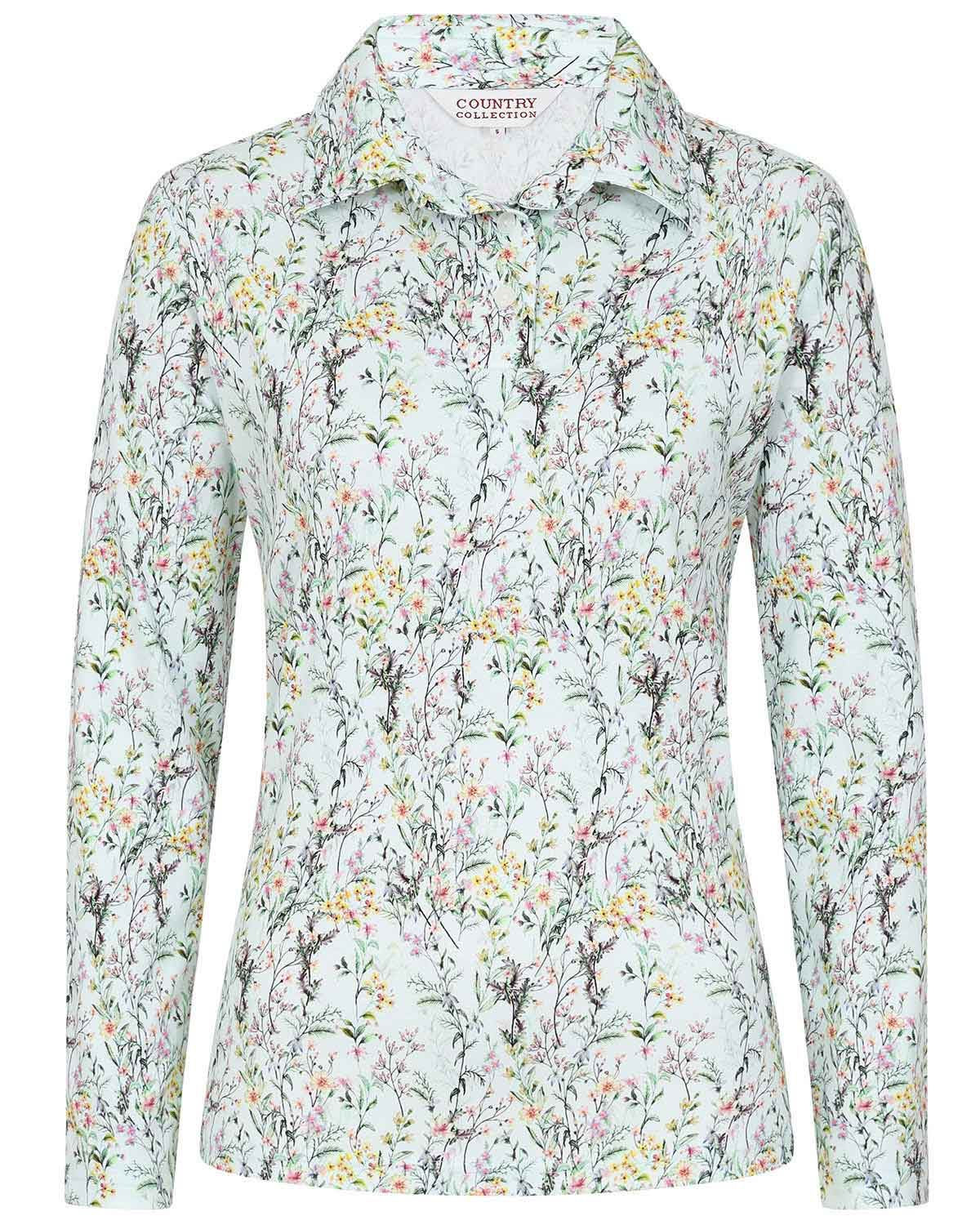 Merida Floral Cotton Long Sleeved Polo Top