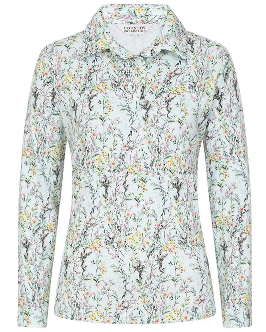 Merida Floral Cotton Long Sleeved Polo Top