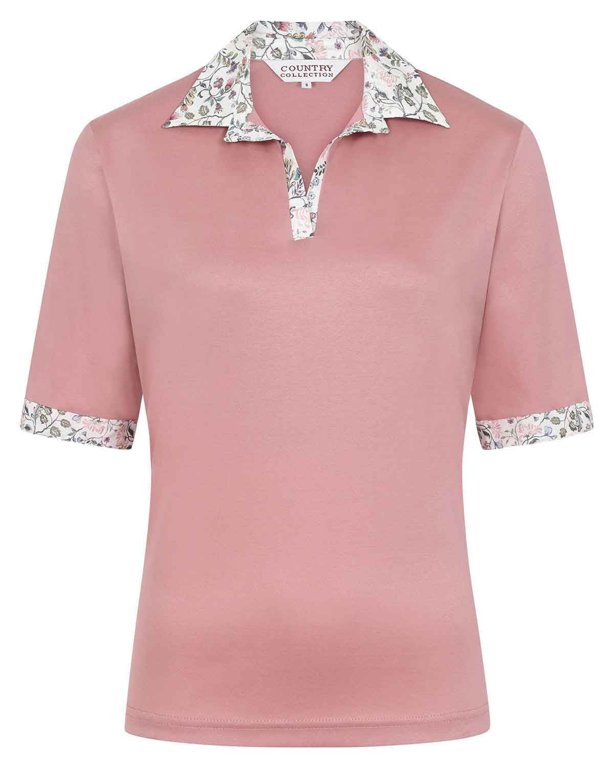 Angelica Cotton Trimmed Short Sleeve Polo Top