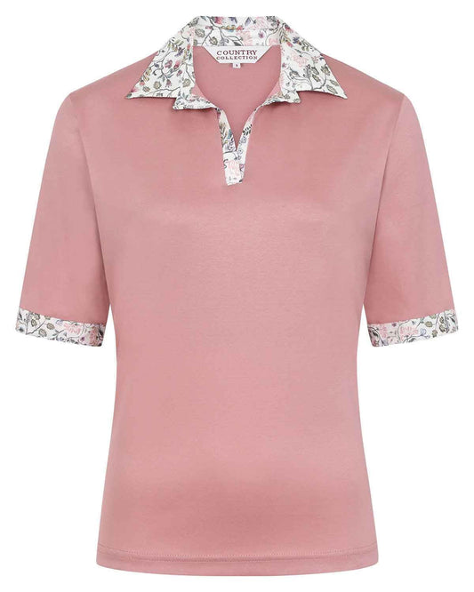 Angelica Cotton Trimmed Short Sleeve Polo Top