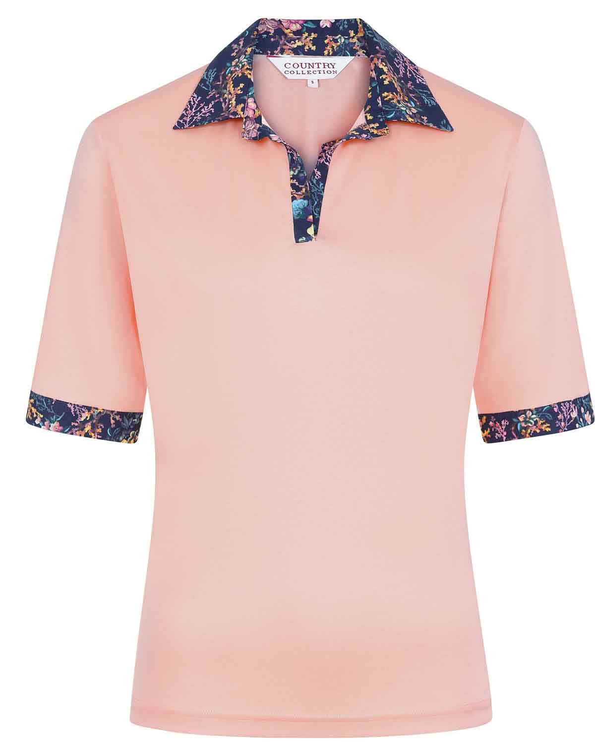Marcie Cotton Trimmed Short Sleeve Polo Top