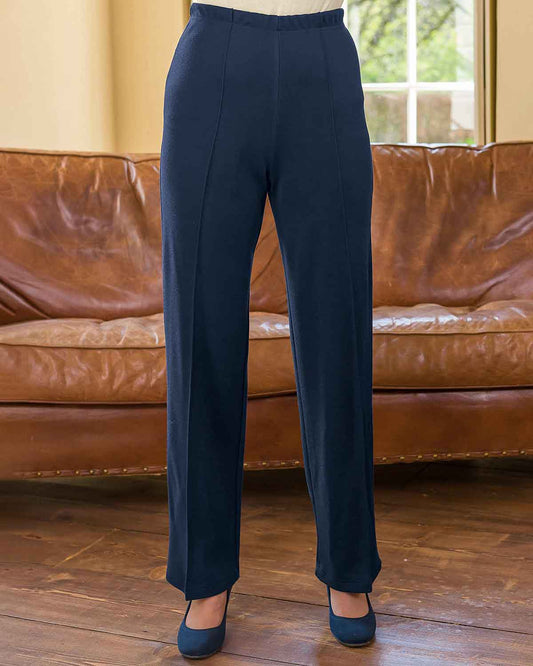 Isla Wool Blend Pull On Trousers - Navy
