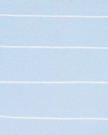 Sarah Striped Long Sleeve Cotton Polo Top - Blue