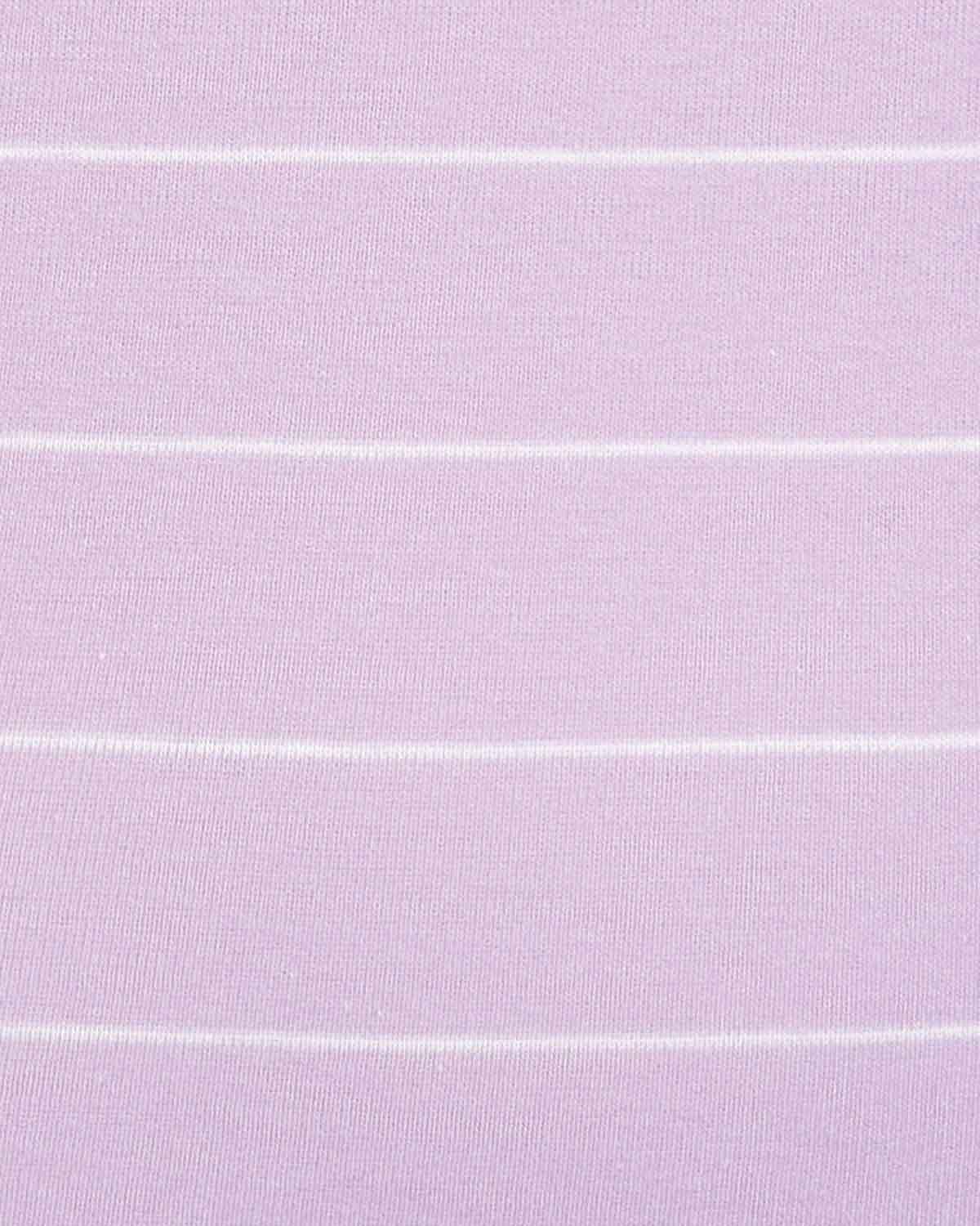 Sarah Striped Long Sleeve Cotton Polo Top - Lilac