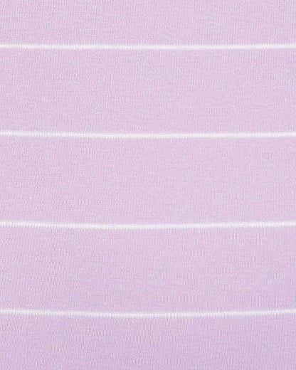 Sarah Striped Long Sleeve Cotton Polo Top - Lilac
