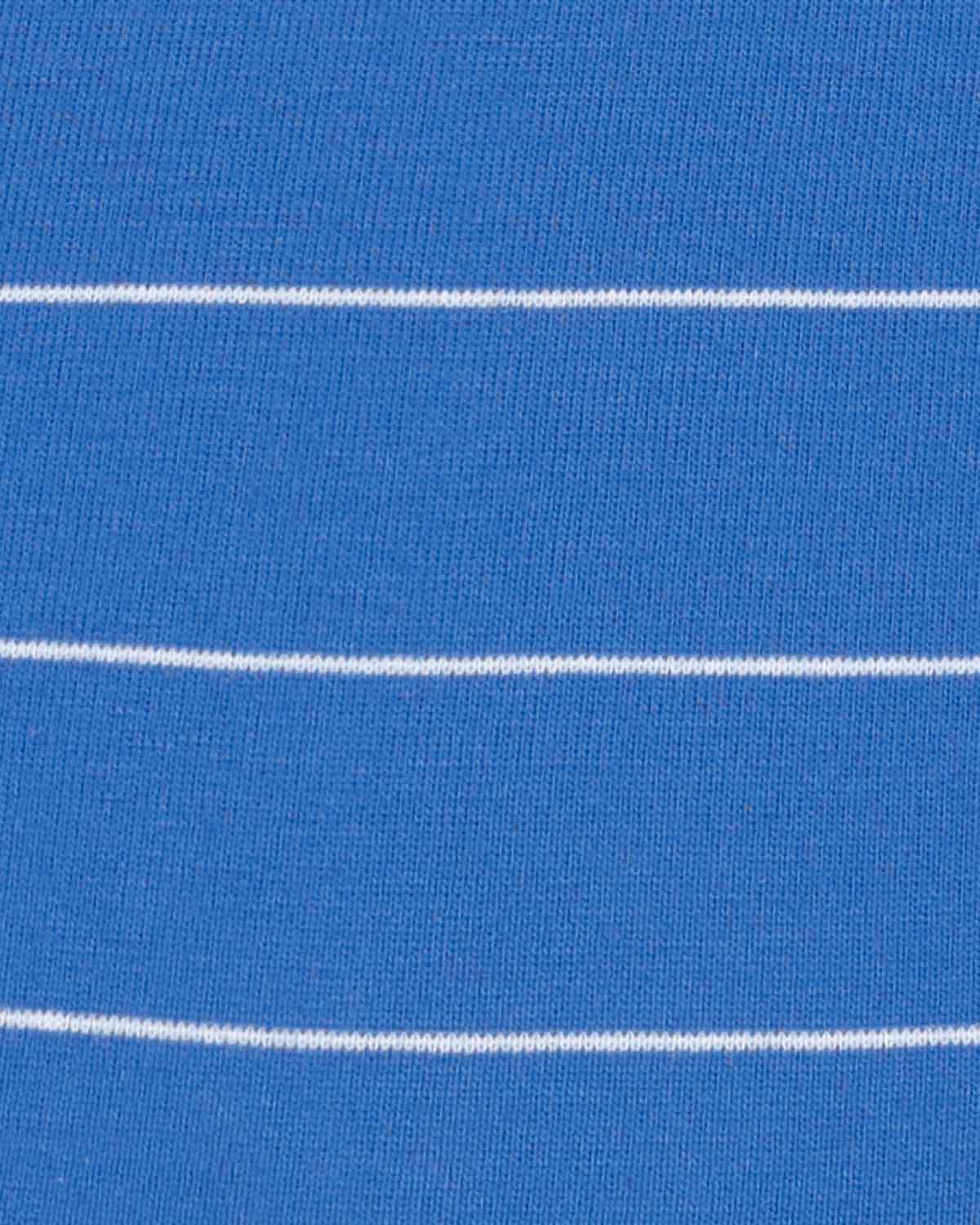 Sarah Striped Long Sleeve Cotton Polo Top - Navy