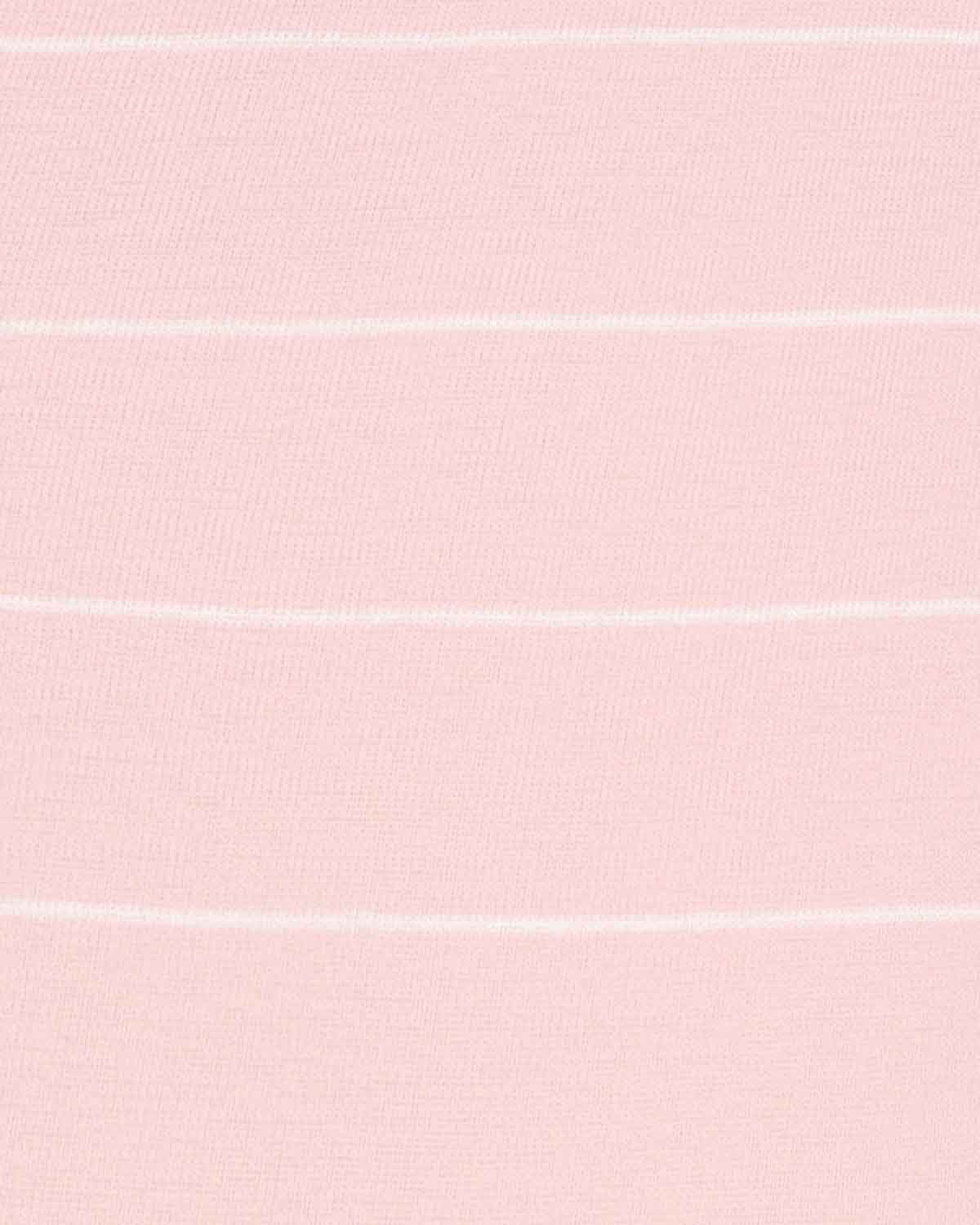 Sarah Striped Long Sleeve Cotton Polo Top - Pink