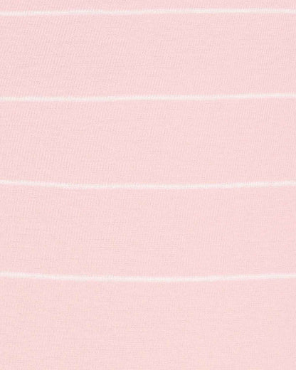 Sarah Striped Long Sleeve Cotton Polo Top - Pink