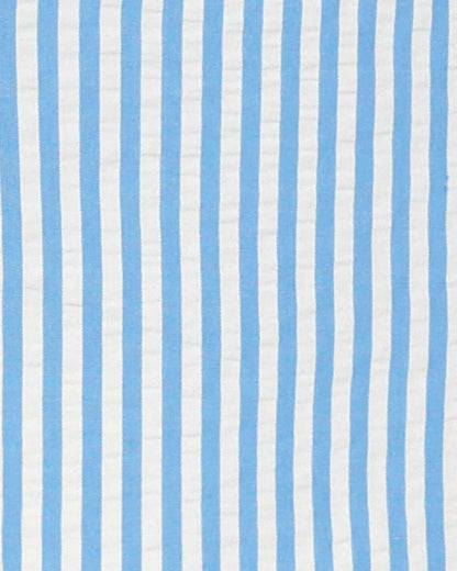 Maryanne Striped Cotton Mix Short Sleeve Blouse - Blue