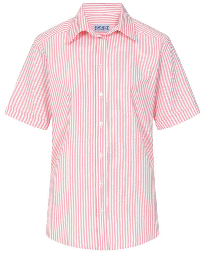 Maryanne Striped Cotton Mix Short Sleeve Blouse - Pink