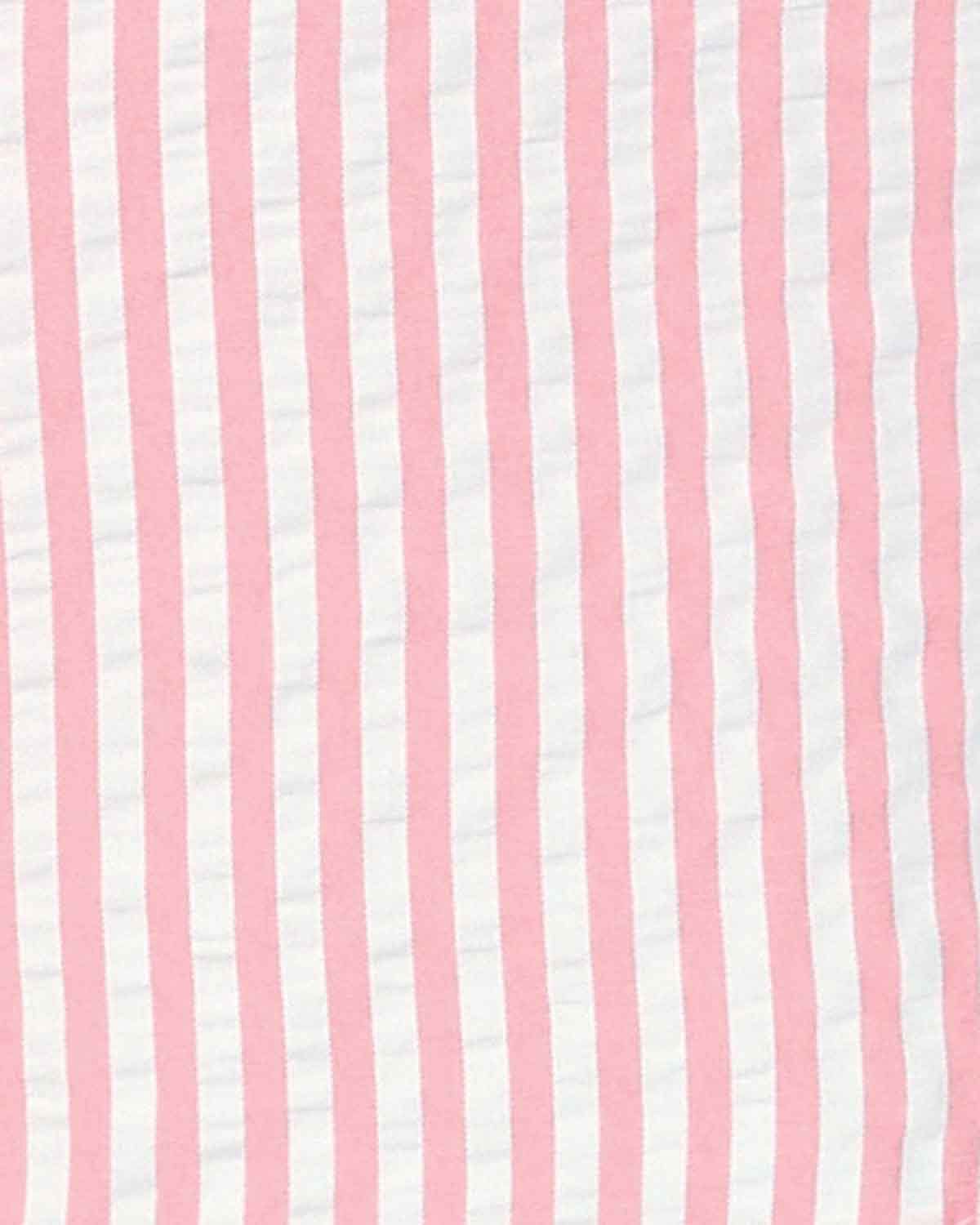 Maryanne Striped Cotton Mix Short Sleeve Blouse - Pink