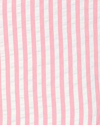 Maryanne Striped Cotton Mix Short Sleeve Blouse - Pink