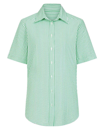 Maryanne Striped Cotton Mix Short Sleeve Blouse - Green