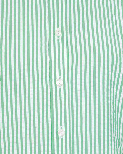 Maryanne Striped Cotton Mix Short Sleeve Blouse - Green