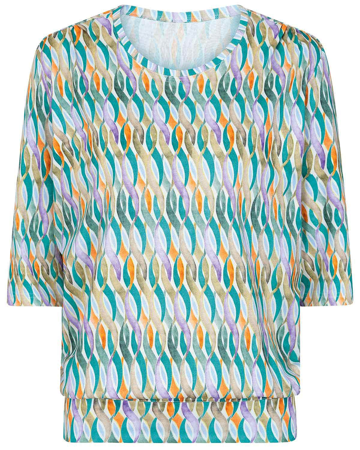 Printed Pure Cotton 3/4 Sleeve Blouson Top - Tiana