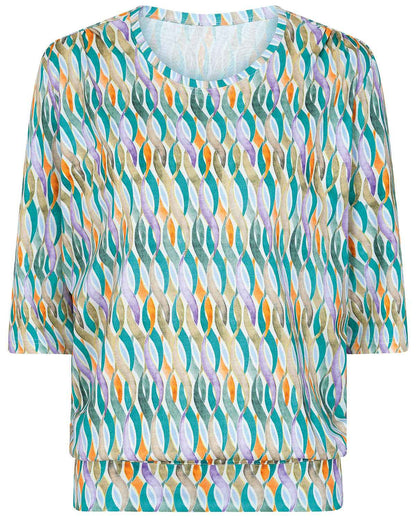 Printed Pure Cotton 3/4 Sleeve Blouson Top - Tiana