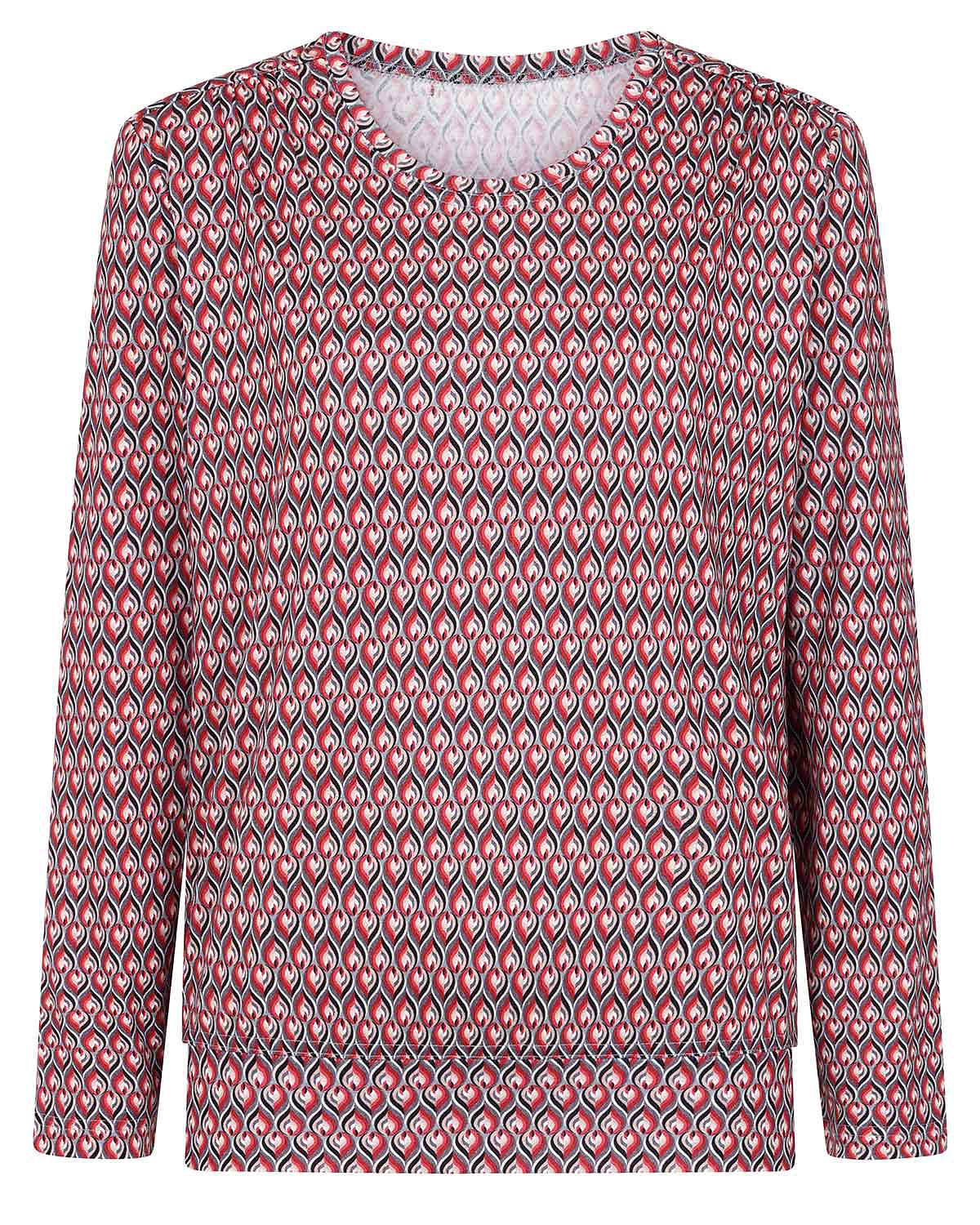 Alana Patterned Cotton Long Sleeve Blouson Top