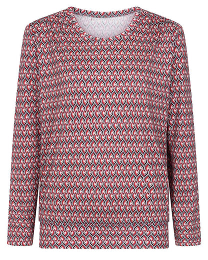 Alana Patterned Cotton Long Sleeve Blouson Top