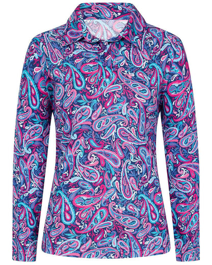 Pandora Patterned Cotton Long Sleeve Polo Top