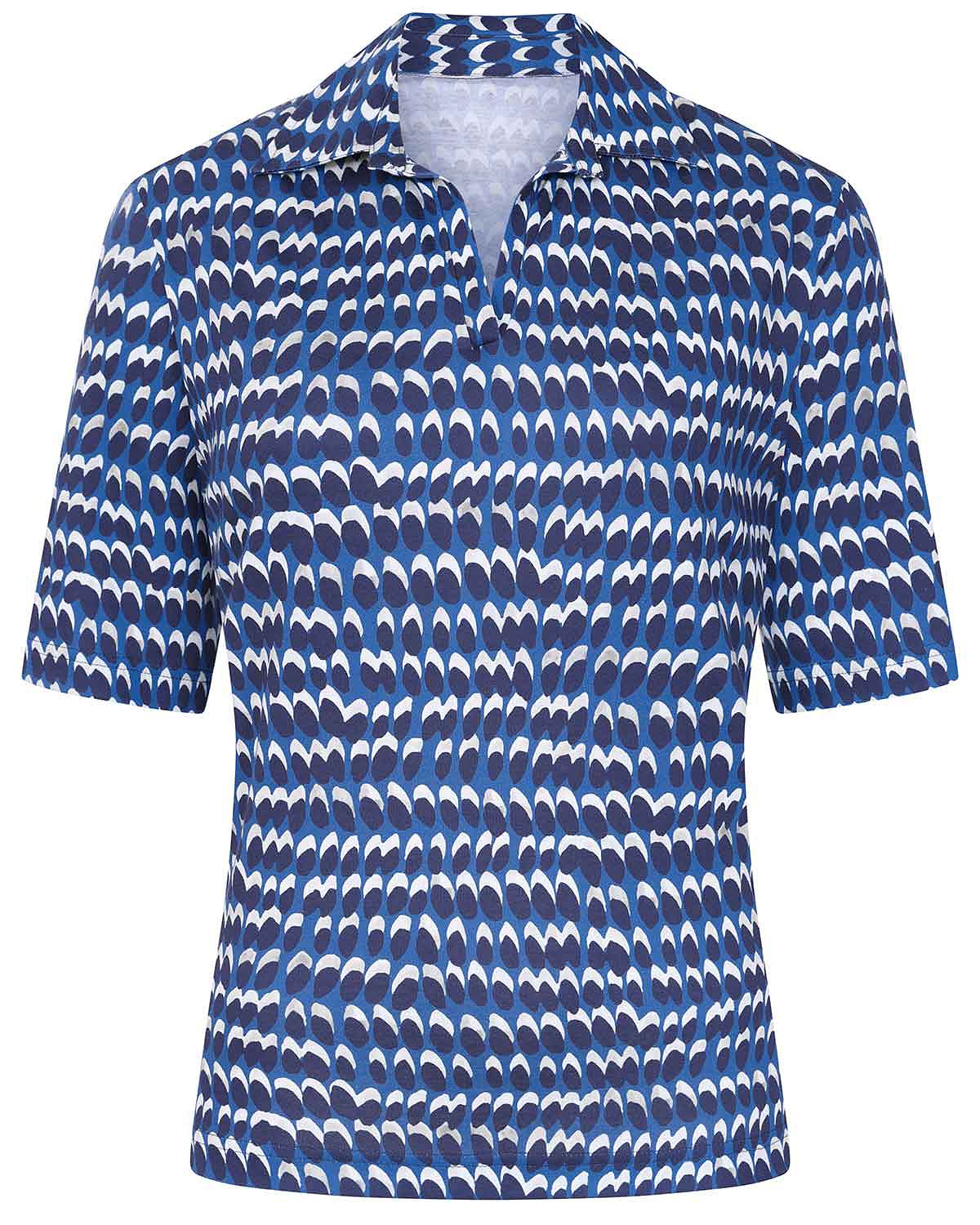 Leonie Patterned Cotton Short Sleeved Polo Top