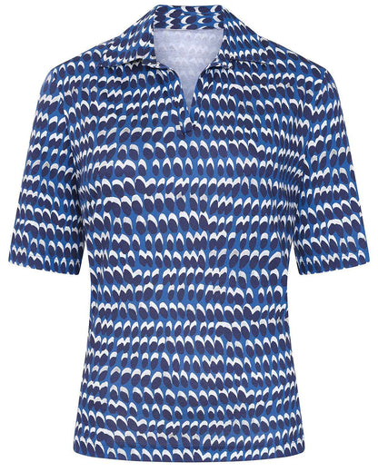 Leonie Patterned Cotton Short Sleeved Polo Top