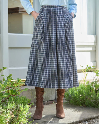 Laverne Checked Soft Pleated A Line Skirt