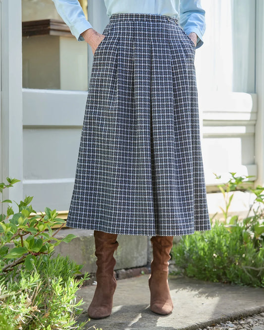 Laverne Checked Soft Pleated A Line Skirt