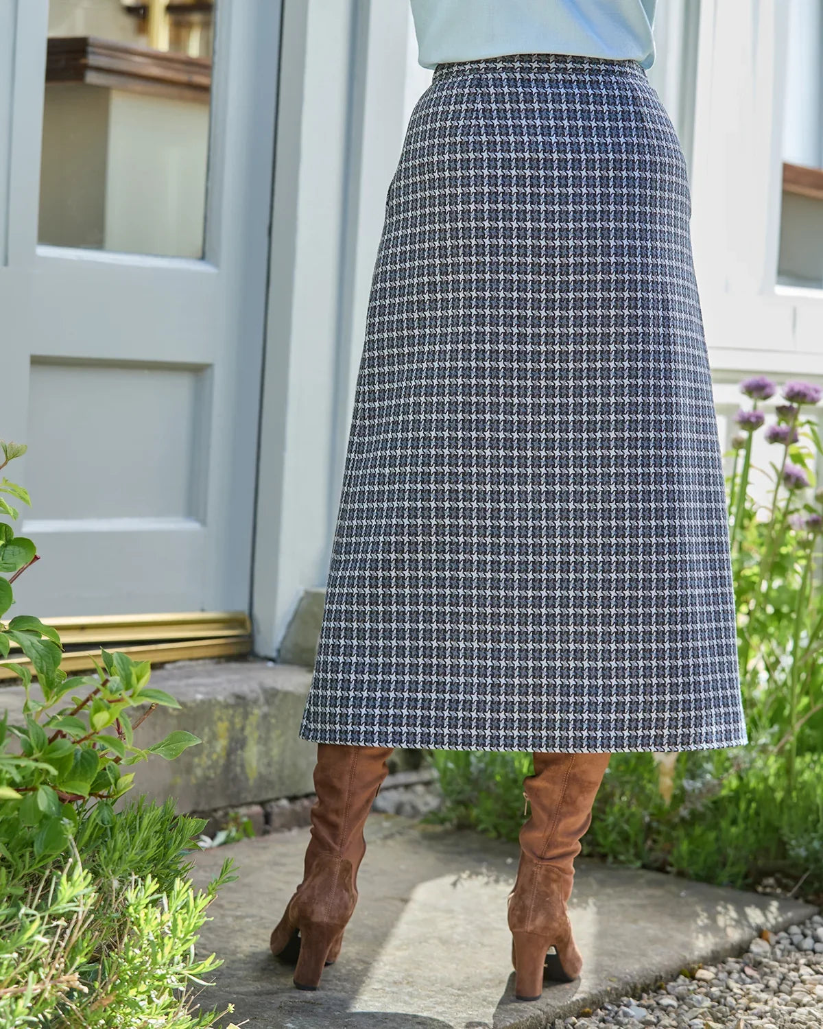Laverne Checked Soft Pleated A Line Skirt