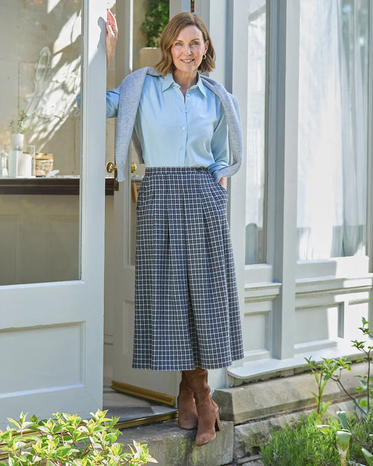 Laverne Checked Soft Pleated A Line Skirt