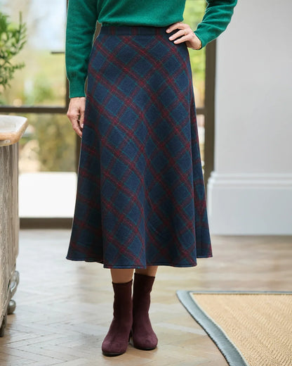 Lorraine Checked Wool Mix A Line Skirt