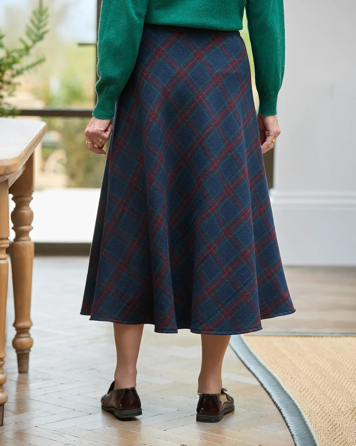 Lorraine Checked Wool Mix A Line Skirt