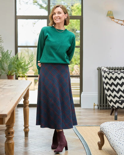 Lorraine Checked Wool Mix A Line Skirt